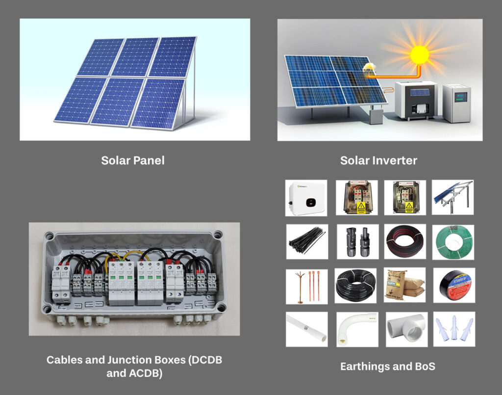 Components of 500 kW solar plant