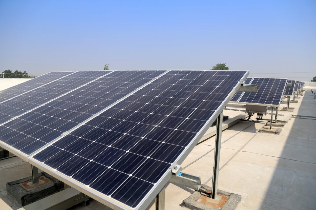 monocrystalline solar panels at the rooftop